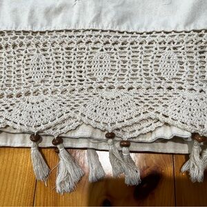 Boho Crochet Beaded Tassel Linen blend Curtains. 2 Panels! 68x72